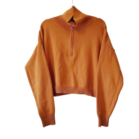 Melrose & Market Burnt Orange Boxy Quarter Zip Lounge Pullover sweater XL - Picture 2 of 7